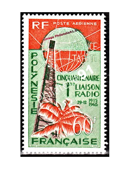 Timbre de Polynésie PA16 , 50 ans de liaison radio avec la métropole