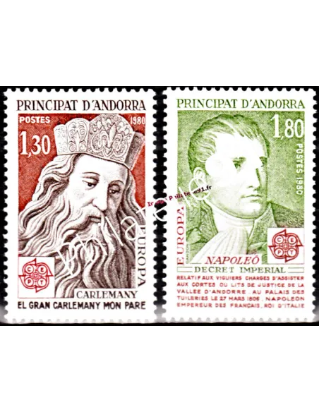 Timbre d'ANDORRE FRANÇAIS n° 284 à 285 -  Thématique : EUROPA 1980 - Personnages célèbres