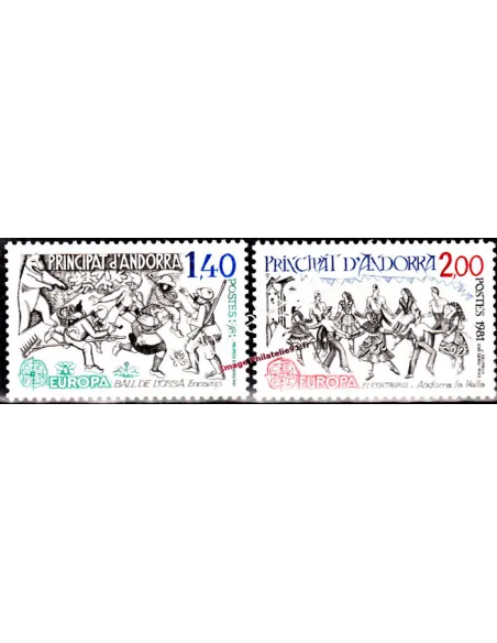 Timbre d'ANDORRE FRANÇAIS n° 292 à 293 - Thématique : EUROPA - Le folklore