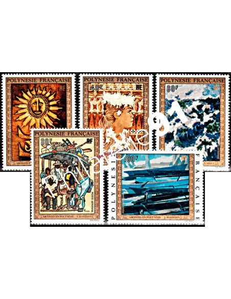 Timbres neufs de POLYNÉSIE - P.A. n°  77 à 81. Thématique : Art