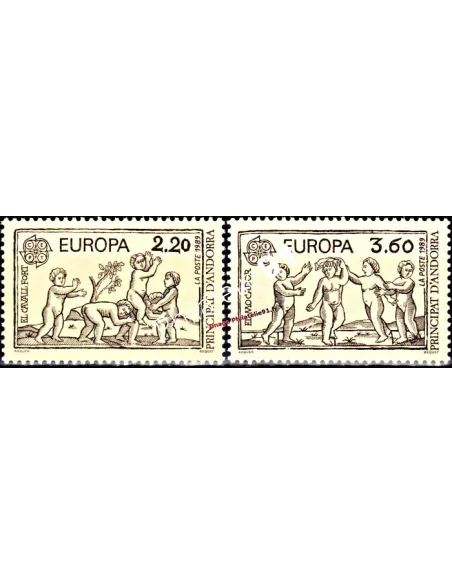 Timbres  d'Andorre Français n° 378 à 379 -  Thématiques : Europa - Enfance
