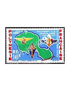 Timbre de POLYNÉSIE n° PA 8, France Libre, timbre des Dom-Tom