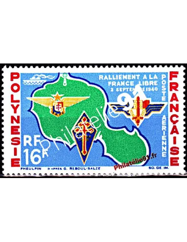 Timbre de POLYNÉSIE n° PA 8, France Libre, timbre des Dom-Tom
