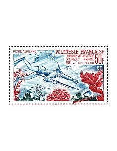 Timbre de POLYNÉSIE - P.A. n° 14. Championnats du monde de Chasse sous-marine
