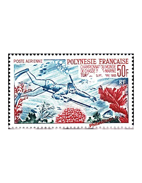 Timbre de POLYNÉSIE - P.A. n° 14. Championnats du monde de Chasse sous-marine