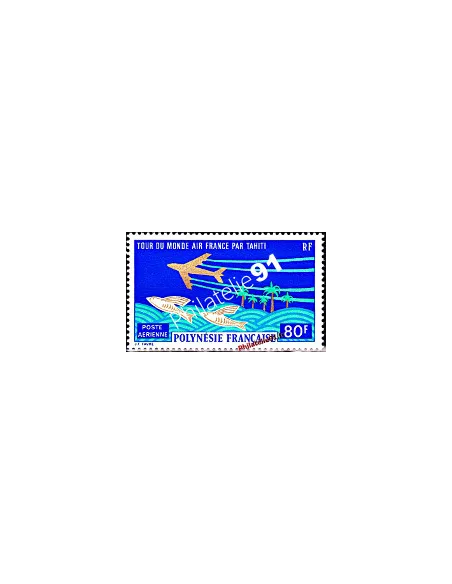 Timbre de POLYNÉSIE FRANÇAISE - P.A. n° 73 - Tour du monde "Air-France", par Tahiti