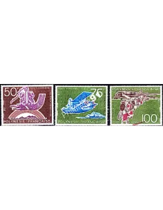 Timbre de POLYNÉSIE FRANÇAISE - P.A. n° 89 à 91 - Un demi-siècle d'aviation à Tahiti