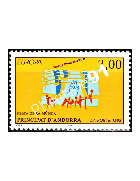 Timbre d'Andorre Français n° 504 - Thématiques: Europa et musique