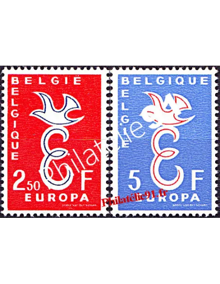 timbre de BELGIQUE n° 1064 à 1065 - EUROPA 1958