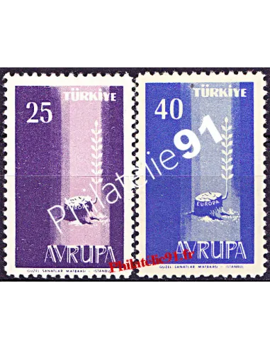 timbres de Turquie n° 1412 et 1413 - EUROPA 1958