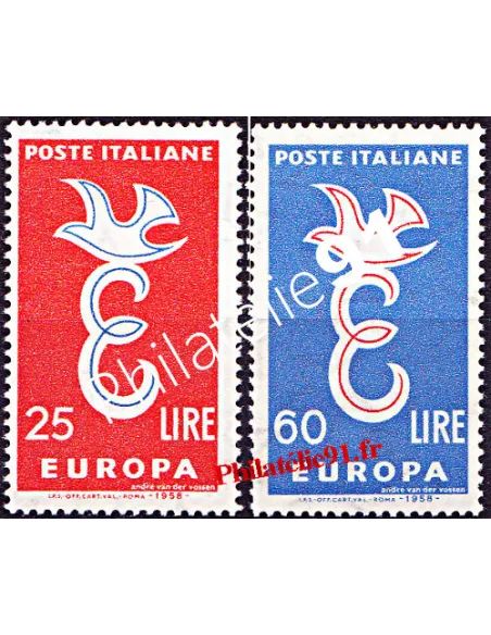 timbre d’Italie n° 765 à 766, timbres EUROPA 1958