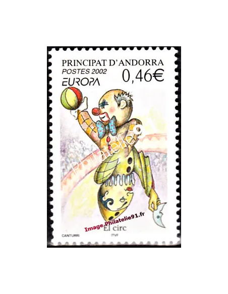 Timbre d'Andorre Français n° 569, Le cirque, collection timbre Europa