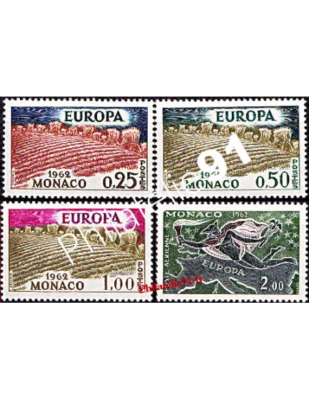 timbres de MONACO n° 571 à 573 + PA 79 - EUROPA 1962 - La moisson