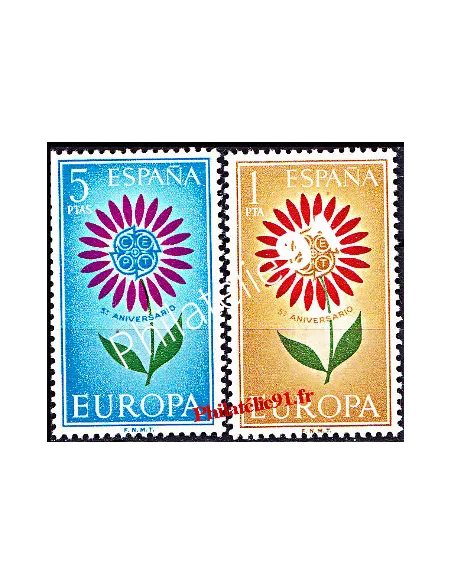 Timbres d'Espagne n° 1271 et 1272 - EUROPA 1964