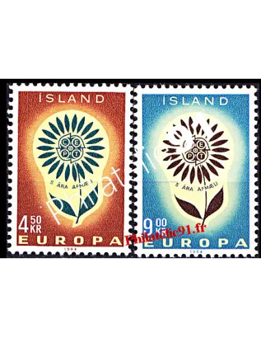 Timbres d'Islande n° 340 et 341 - EUROPA 1964