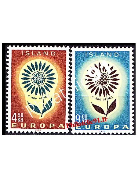 Timbres d'Islande n° 340 et 341 - EUROPA 1964