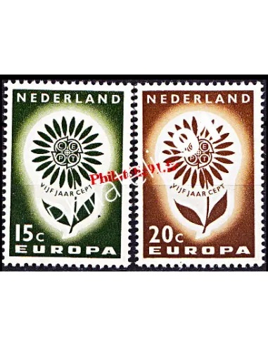 Timbres des PAYS-BAS n° 801 et 802 - EUROPA 1964