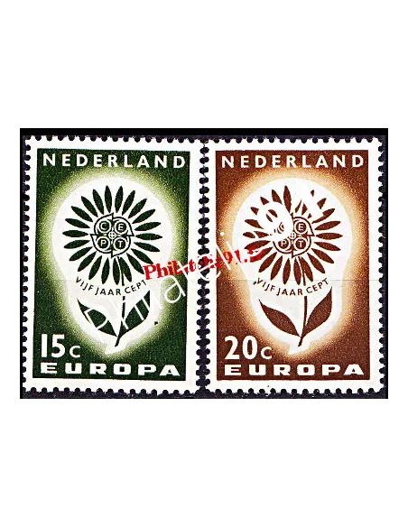 Timbres des PAYS-BAS n° 801 et 802 - EUROPA 1964