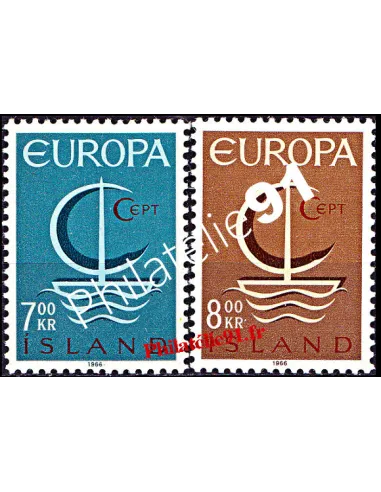 Timbres d'Islande n° 359 et 360 - EUROPA 1966