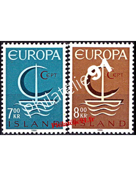Timbres d'Islande n° 359 et 360 - EUROPA 1966