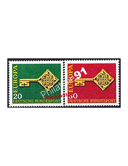Timbres d'Allemagne n° 423 et 424 - EUROPA 1968