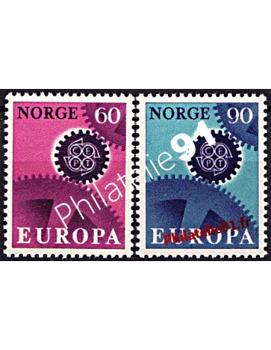 Timbres de NORVÈGE n° 509 et 510 - EUROPA 1967