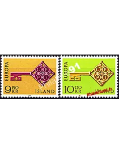 Timbres d'Islande n° 372 et 373 - EUROPA 1968