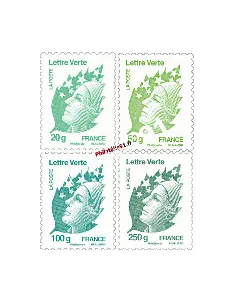Timbres de France - Les 4 Marianne "Lettre verte" - Octobre 2011
