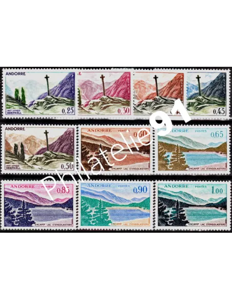 TIMBRE ANDORRE FRANÇAIS - n°  158 à 164 - Paysages