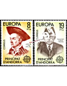 ANDORRE ESPAGNOL n° 124-125, Personnages célèbres, timbres EUROPA 1980