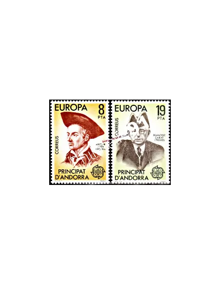 ANDORRE ESPAGNOL n° 124-125, Personnages célèbres, timbres EUROPA 1980