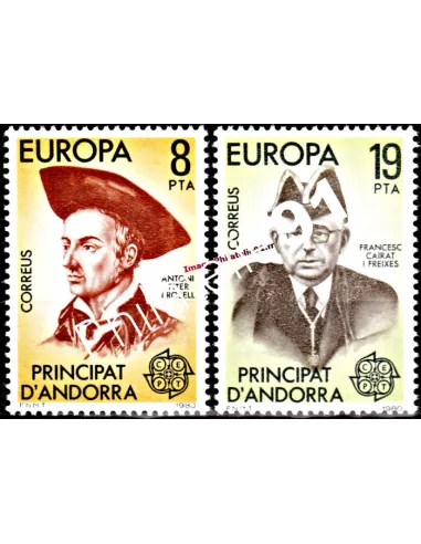 ANDORRE ESPAGNOL n° 124-125, Personnages célèbres, timbres EUROPA 1980