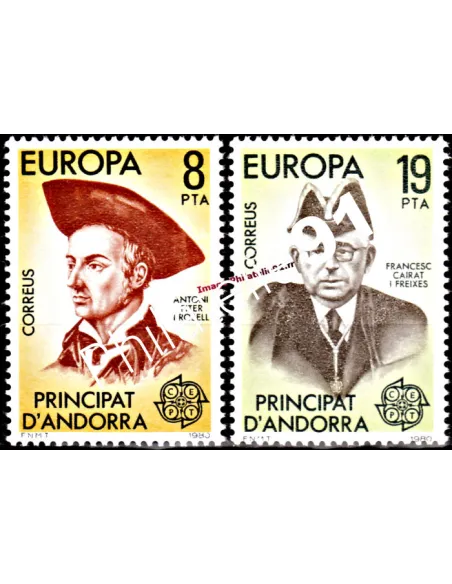 ANDORRE ESPAGNOL n° 124-125, Personnages célèbres, timbres EUROPA 1980