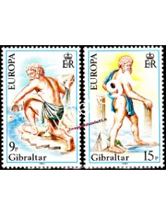 GIBRALTAR n° 418 à 419, EUROPA 1981, Folklore, timbres d'Europe