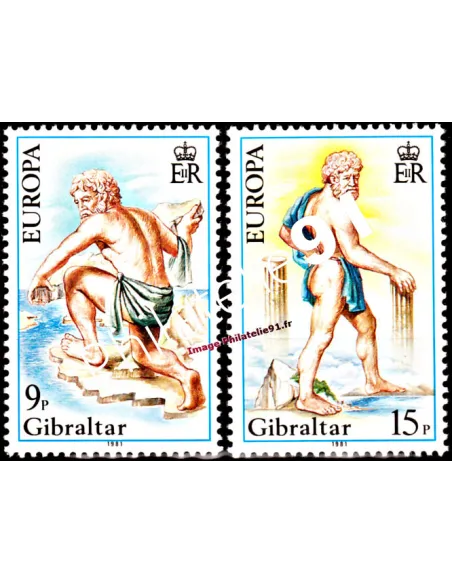 GIBRALTAR n° 418 à 419, EUROPA 1981, Folklore, timbres d'Europe