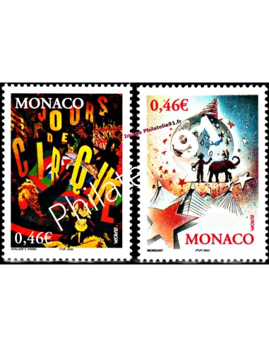 Timbres de Monaco n° 2347 à 2348 - Thématique : cirque - europa