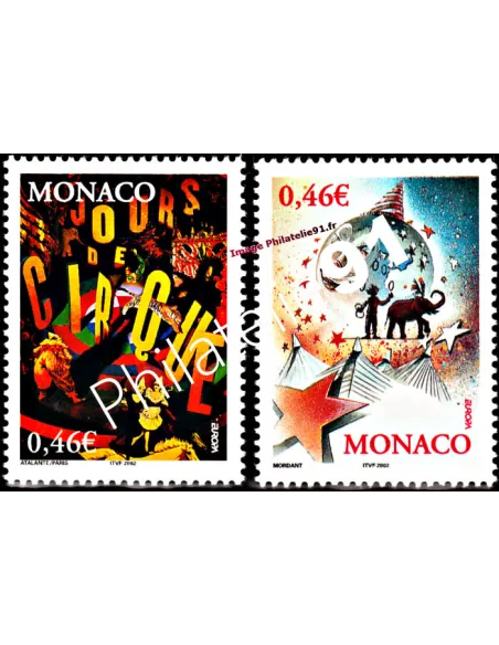 Timbres de Monaco n° 2347 à 2348 - Thématique : cirque - europa