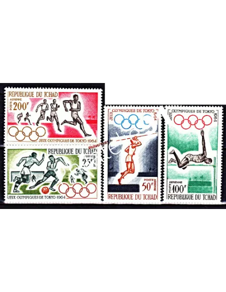 Timbres du Tchad n° 18 à 21 - Poste Aérienne - Thématique: Jeux olympiques
