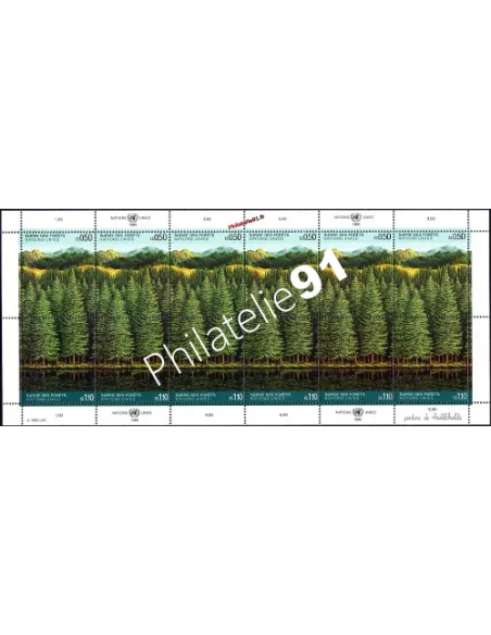Feuilles de timbres des Nations Unies. thématique : Arbres et O.N.U