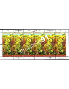 Feuilles de timbres des Nations Unies. thématique : Arbres et O.N.U