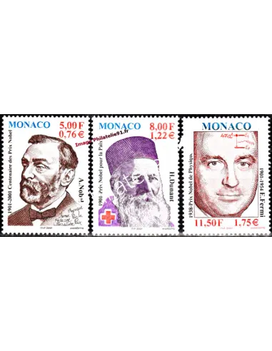 Timbres neufs de Monaco n° 2314 à 2316 - Thématique : prix Nobel