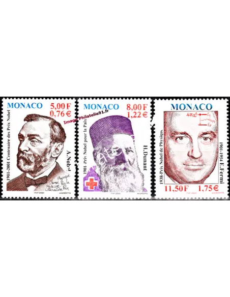 Timbres neufs de Monaco n° 2314 à 2316 - Thématique : prix Nobel