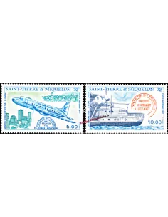 timbres de ST PIERRE ET MIQUELON PA n° 64-65,avions, collection Dom-Tom