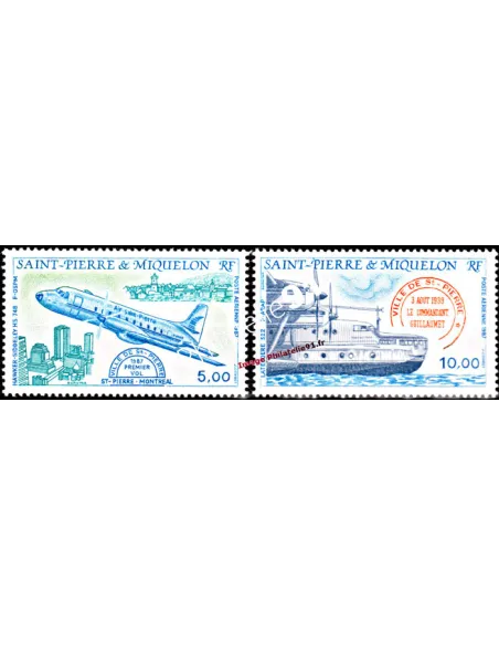 timbres de ST PIERRE ET MIQUELON PA n° 64-65,avions, collection Dom-Tom