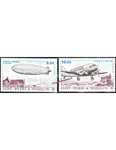 timbres de ST PIERRE ET MIQUELON PA n° 66-67, avion,collection Dom-Tom