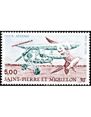 timbre de ST PIERRE ET MIQUELON PA n° 69, avion, collection Dom-Tom