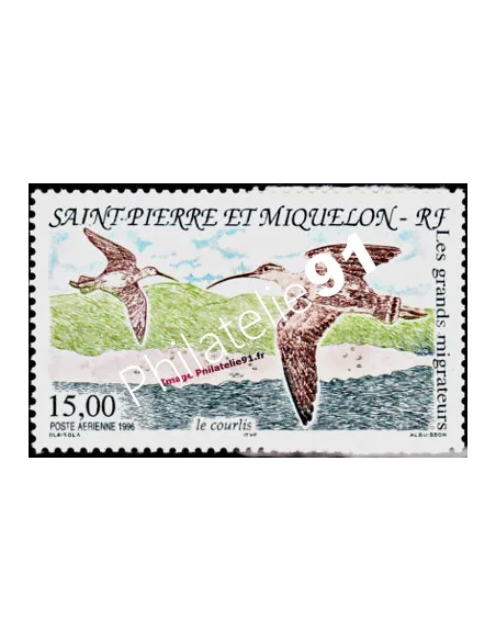 timbre de ST PIERRE ET MIQUELON PA n° 75, Oiseau, collection Dom-Tom