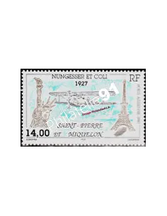 timbre de ST PIERRE ET MIQUELON PA n° 77, biplan, collection Dom-Tom