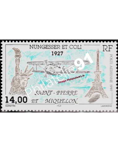 timbre de ST PIERRE ET MIQUELON PA n° 77, biplan, collection Dom-Tom