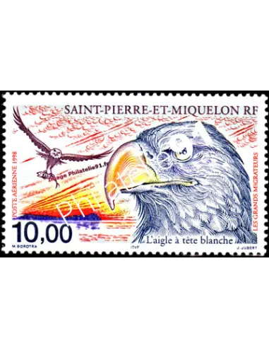 timbre de ST PIERRE ET MIQUELON PA n° 78, Rapaces, collection Dom-Tom
